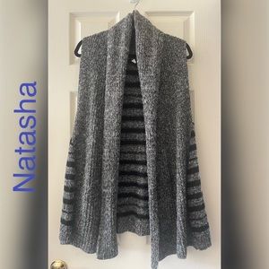 NATASHA Cozy Shawl Collar Open Front Knit Sweater Vest